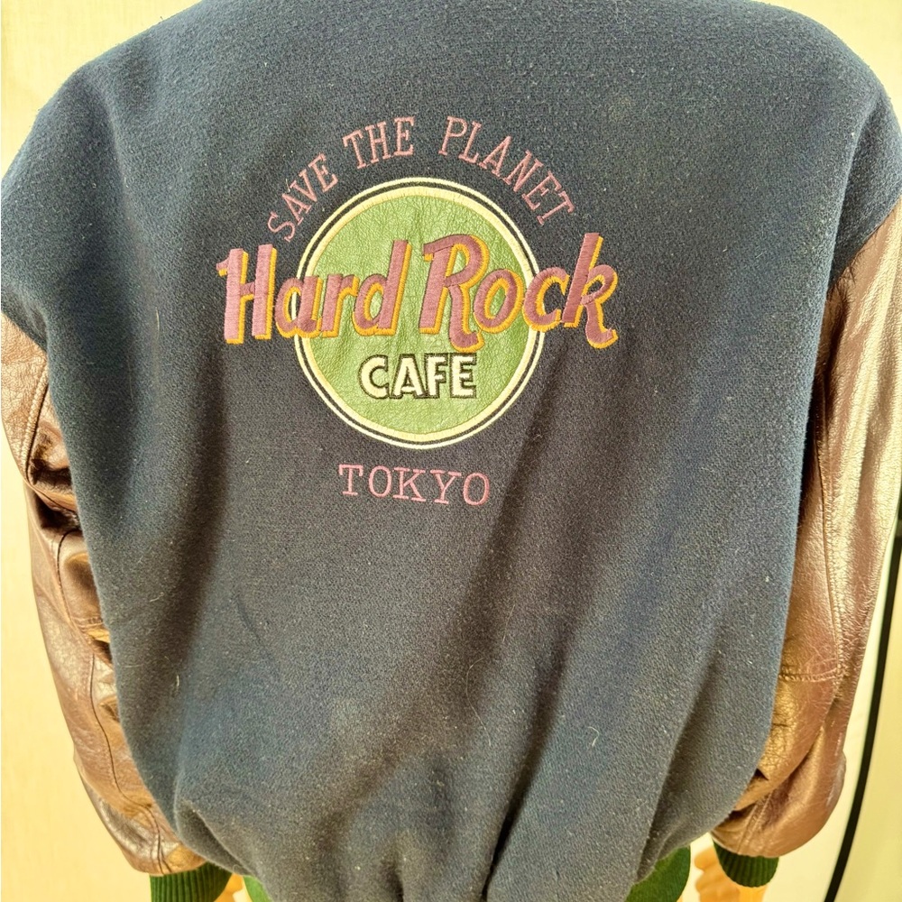 1992 vintage Hard Rock Cafe Tokyo L large letterman bomber jacket